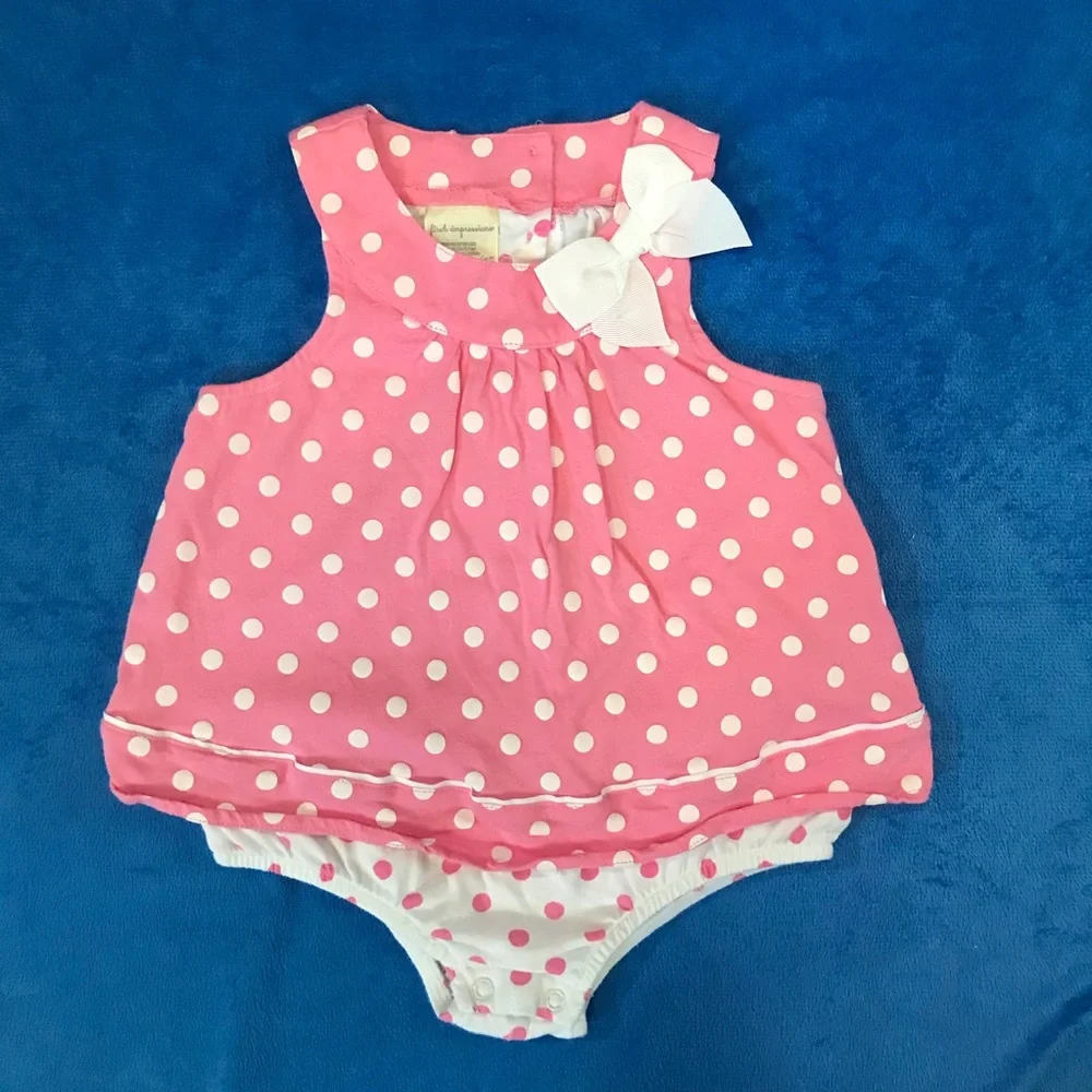 First Impressions Baby Girl Polka Dot Bodysuit Size 24 Months